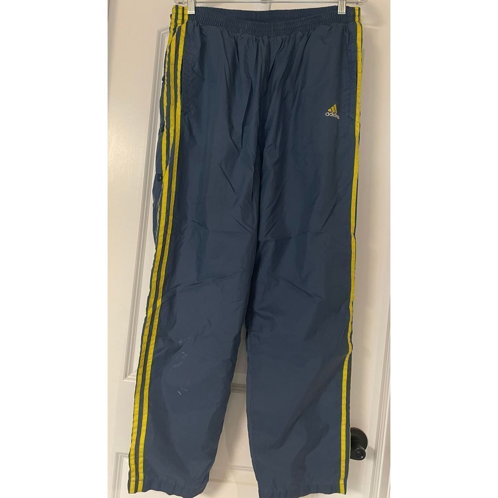 Vtg Adidas Snap Side Tear Away Athletic Track Pants Lined 90’s Blue Tag